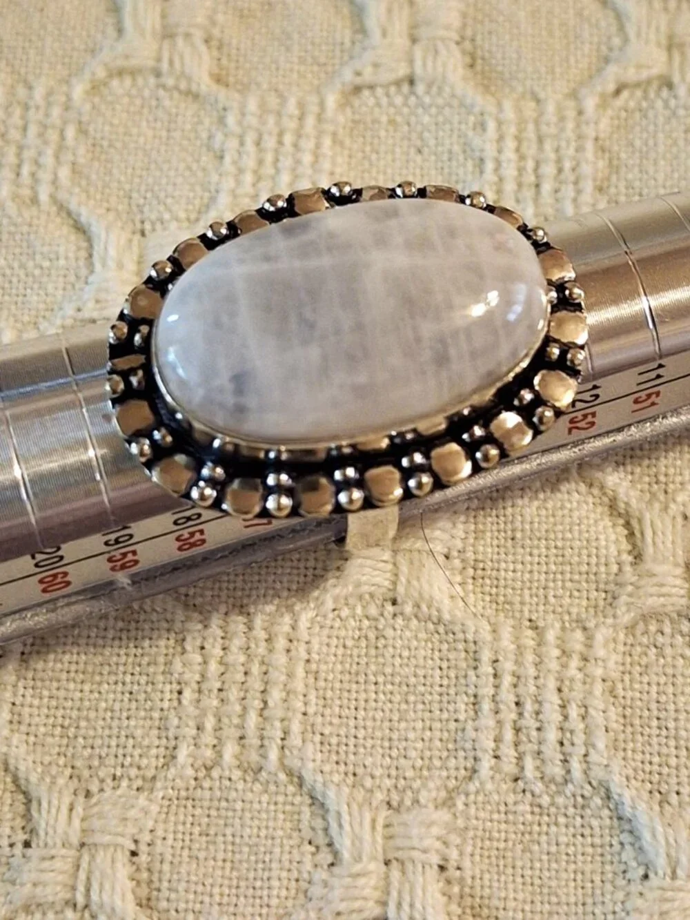 Ethnic Handmade Rainbow Moonstone Gemstone Ring Size 7.5  NWOT 455
